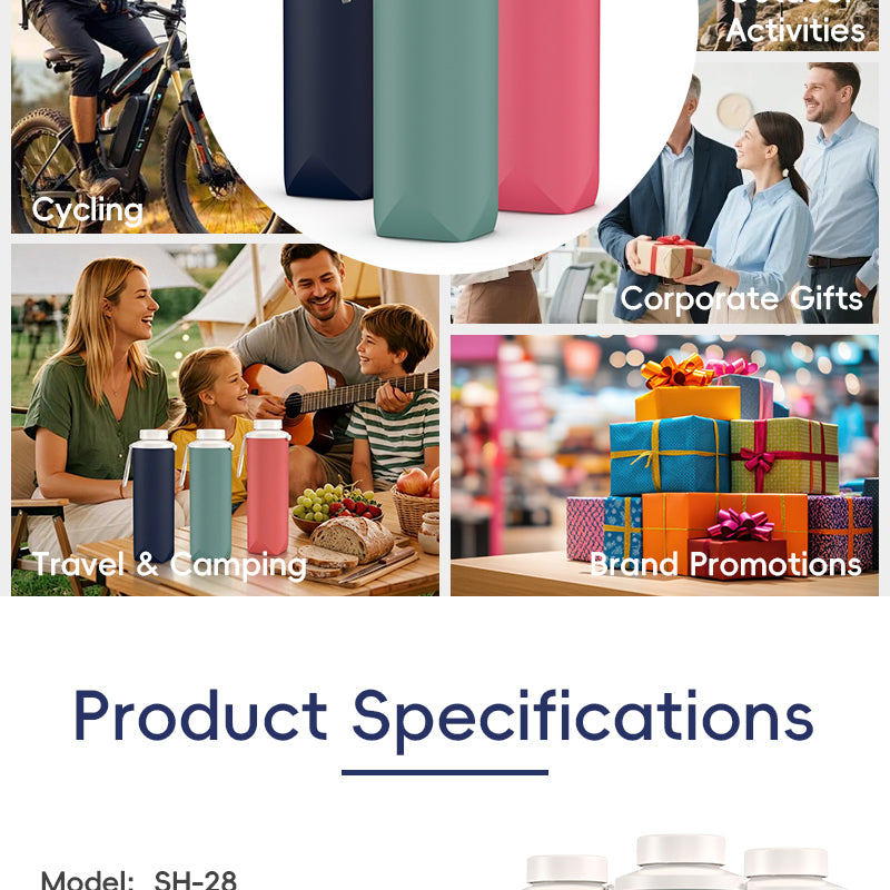 SH28 Silicone Collapsible Water Bottle Portable Foldable Travel Cup