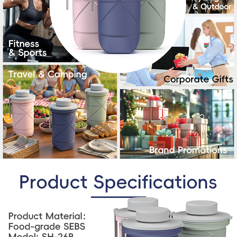 SH29 Silicone Collapsible Water Bottle Portable Foldable Travel Cup