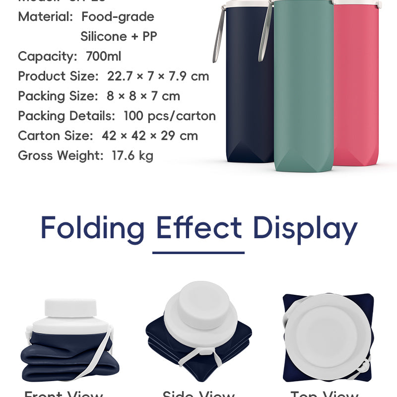 SH28 Silicone Collapsible Water Bottle Portable Foldable Travel Cup