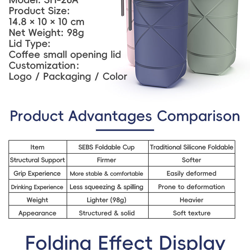 SH26 Silicone Collapsible Water Bottle Portable Foldable Travel Cup