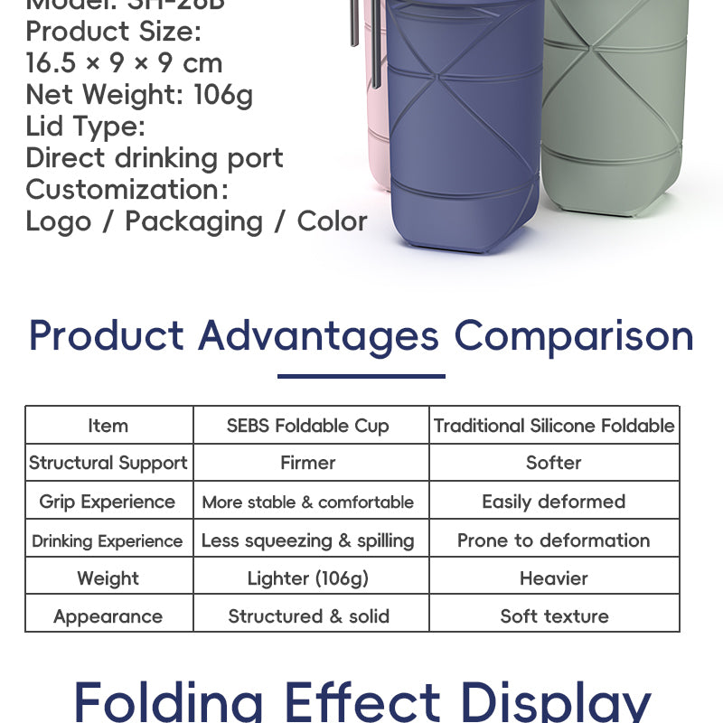 SH29 Silicone Collapsible Water Bottle Portable Foldable Travel Cup