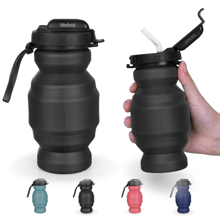 Mini Collapsible Water Bottle with Straw