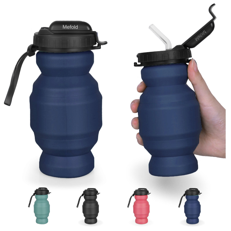 Mini Collapsible Water Bottle with Straw